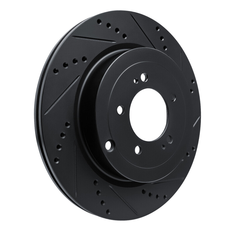 Mitsubishi Lancer Brake Rotor (1) - Rear Right - R1 Concepts - Drilled & Slotted - Black - `08-`15